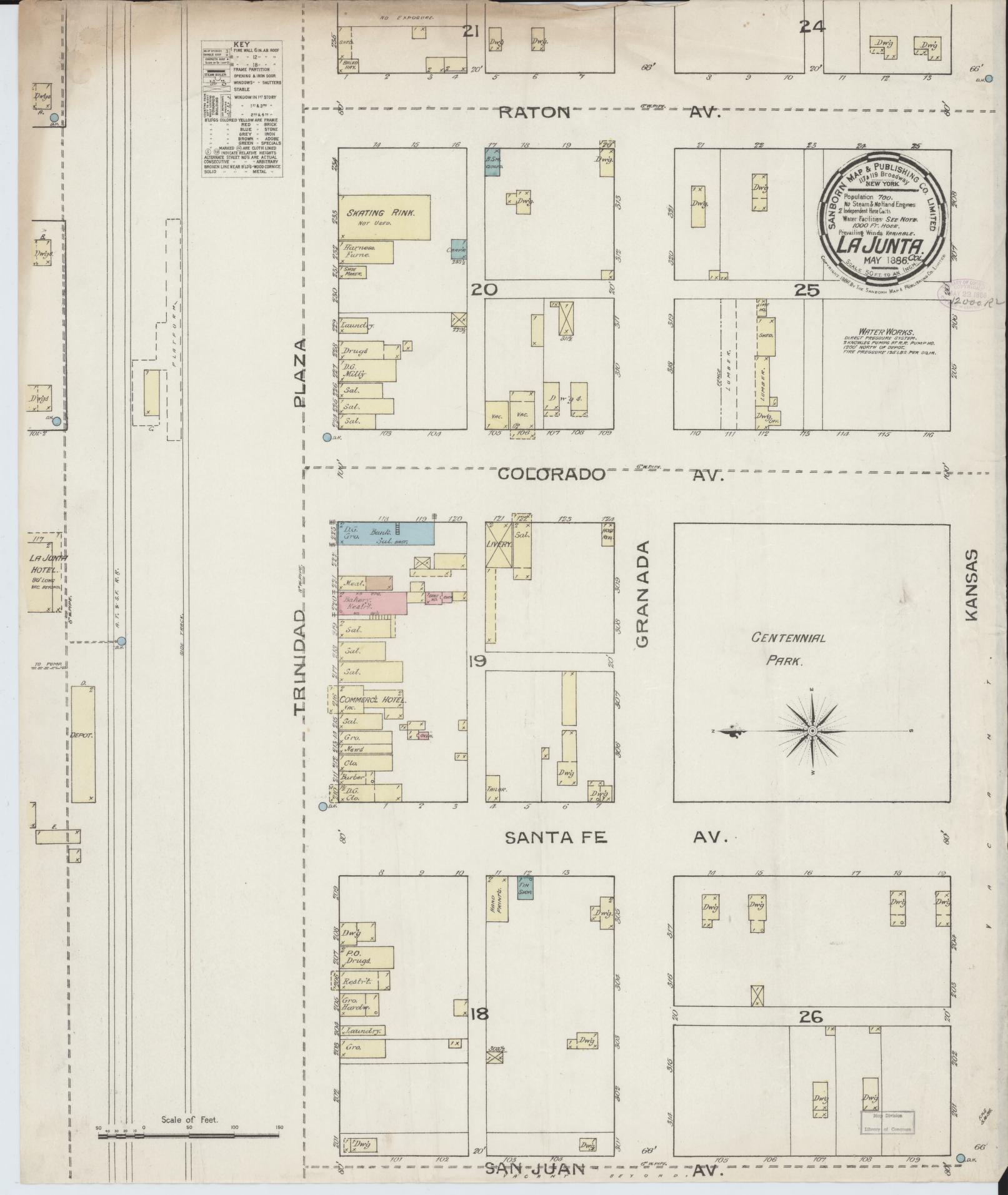 Sanborn Fire Insurance Map from La Junta, Otero County, Colorado (1886), Sheet #0001 - Historic Sanborn Fire Insurance Map Print, vintage old map wall art, antique decor, genealogy gift, Colorado Colorado map