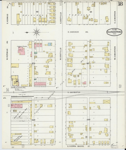 Sanborn Fire Insurance Map from Colorado Springs, El Paso County, Colorado (1895), Sheet #0018 - Historic Sanborn Fire Insurance Map Print, vintage old map wall art, antique decor, genealogy gift, Colorado Colorado map