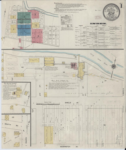 Sanborn Fire Insurance Map from Ada, Norman County, Minnesota (1909), Sheet #0001 - Complete Map Set gallery image, historic Sanborn map, vintage wall art, Minnesota Minnesota