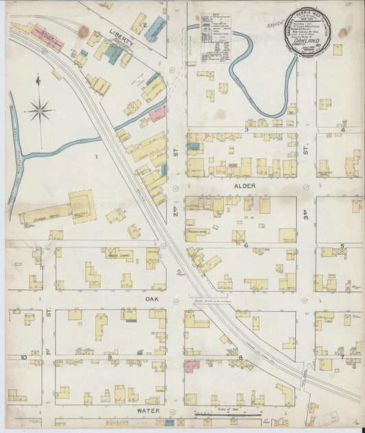Sanborn Fire Insurance Map from Oakland, Garrett County, Maryland (1892), Sheet #0001 - Historic Sanborn Fire Insurance Map Print, vintage old map wall art, antique decor, genealogy gift, Maryland Maryland map