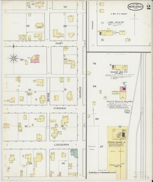 Sanborn Fire Insurance Map from McKinney, Collin County, Texas (1892), Sheet #0002 - Historic Sanborn Fire Insurance Map Print, vintage old map wall art, antique decor, genealogy gift, Texas Texas map