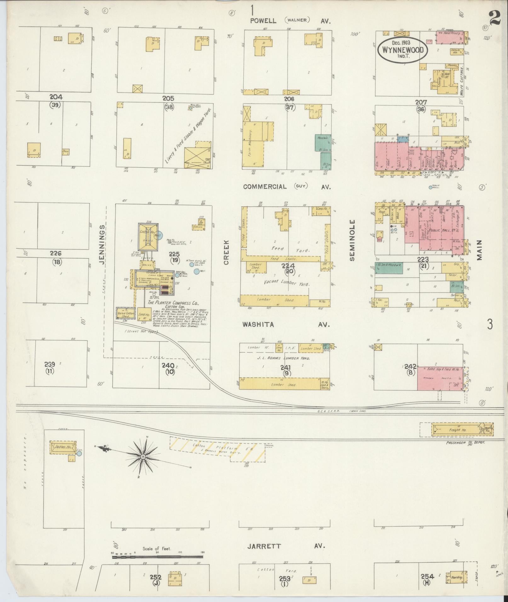 Sanborn Fire Insurance Map from Wynnewood, Garvin County, Oklahoma (1903), Sheet #0002 - Complete Map Set gallery image, historic Sanborn map, vintage wall art, Oklahoma Oklahoma