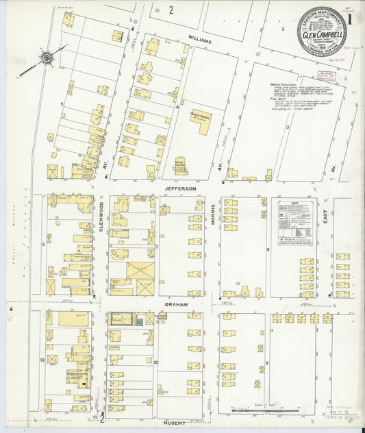Sanborn Fire Insurance Map from Glen Campbell, Indiana County, Pennsylvania (1910), Sheet #0001 - Historic Sanborn Fire Insurance Map Print, vintage old map wall art, antique decor, genealogy gift, Glen Campbell Indiana map