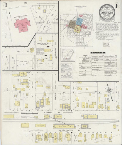 Sanborn Fire Insurance Map from Smackover, Union County, Arkansas (1930), Sheet #0001 - Complete Map Set gallery image, historic Sanborn map, vintage wall art, Arkansas Arkansas