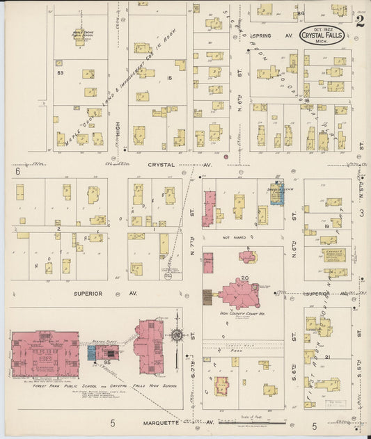 Sanborn Fire Insurance Map from Crystal Falls, Iron County, Michigan (1922), Sheet #0002 - Historic Sanborn Fire Insurance Map Print, vintage old map wall art, antique decor, genealogy gift, Michigan Michigan map