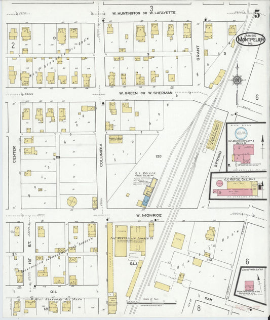 Sanborn Fire Insurance Map from Montpelier, Blackford County, Indiana (1920), Sheet #0005 - Historic Sanborn Fire Insurance Map Print, vintage old map wall art, antique decor, genealogy gift, Indiana Indiana map