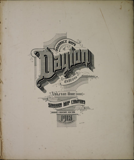 Sanborn Fire Insurance Map from Dayton, Montgomery County, Ohio (1918), Sheet #0001 - Historic Sanborn Fire Insurance Map Print, vintage old map wall art, antique decor, genealogy gift, Ohio Ohio map