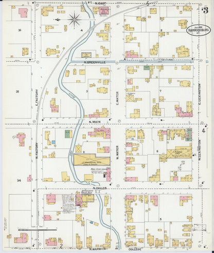 Sanborn Fire Insurance Map from Harrodsburg, Mercer County, Kentucky (1901), Sheet #0003 - Complete Map Set gallery image, historic Sanborn map, vintage wall art, Kentucky Kentucky