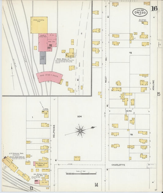 Sanborn Fire Insurance Map from Owego, Tioga County, New York (1904), Sheet #0016 - Historic Sanborn Fire Insurance Map Print, vintage old map wall art, antique decor, genealogy gift, New York New York map
