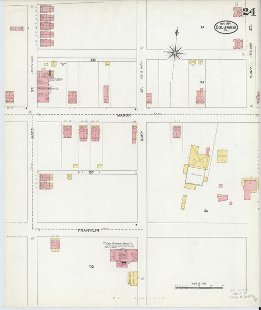 Sanborn Fire Insurance Map from Columbia, Lancaster County, Pennsylvania (1904), Sheet #0024 - Historic Sanborn Fire Insurance Map Print, vintage old map wall art, antique decor, genealogy gift, Pennsylvania Pennsylvania map