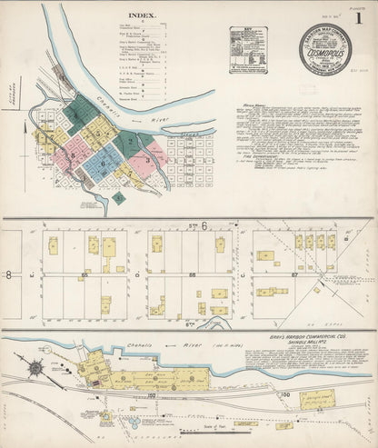 Sanborn Fire Insurance Map from Cosmopolis, Grays Harbor County, Washington (1912), Sheet #0001 - Complete Map Set gallery image, historic Sanborn map, vintage wall art, Washington Washington
