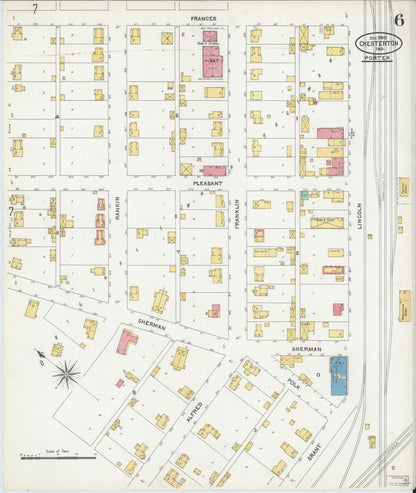 Sanborn Fire Insurance Map from Chesterton, Porter County, Indiana (1905), Sheet #0006 - Complete Map Set gallery image, historic Sanborn map, vintage wall art, Indiana Indiana