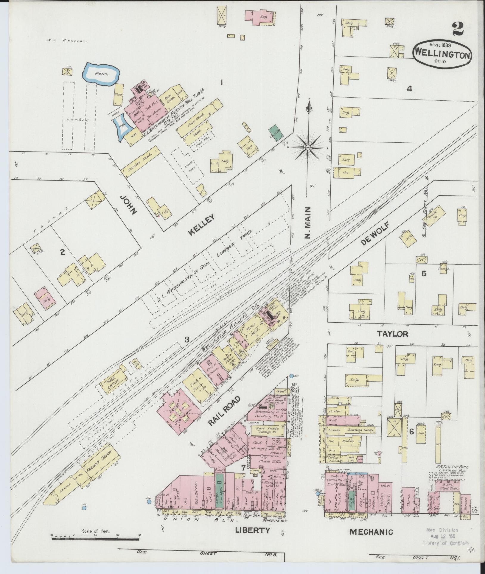 Sanborn Fire Insurance Map from Wellington, Lorain County, Ohio (1889), Sheet #0002 - Historic Sanborn Fire Insurance Map Print, vintage old map wall art, antique decor, genealogy gift, Ohio Ohio map