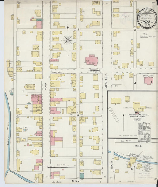 Sanborn Fire Insurance Map from Utica, Licking County, Ohio (1893), Sheet #0001 - Historic Sanborn Fire Insurance Map Print, vintage old map wall art, antique decor, genealogy gift, Ohio Ohio map