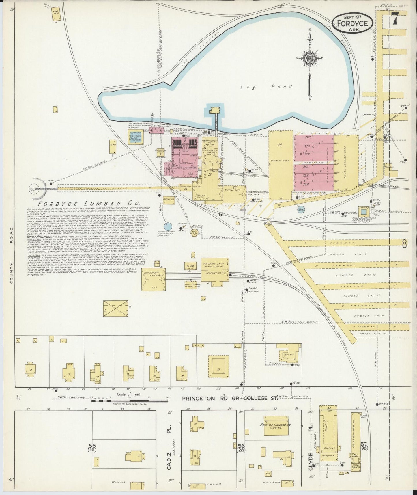Sanborn Fire Insurance Map from Fordyce, Dallas County, Arkansas (1917), Sheet #0007 - Complete Map Set gallery image, historic Sanborn map, vintage wall art, Arkansas Arkansas