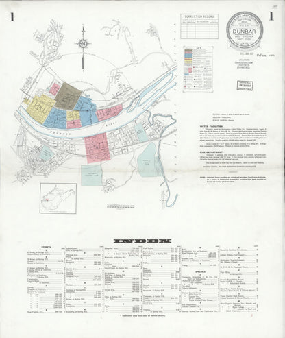 Sanborn Fire Insurance Map from Dunbar, Kanawha County, West Virginia (1933), Sheet #0001 - Complete Map Set gallery image, historic Sanborn map, vintage wall art, West Virginia West Virginia
