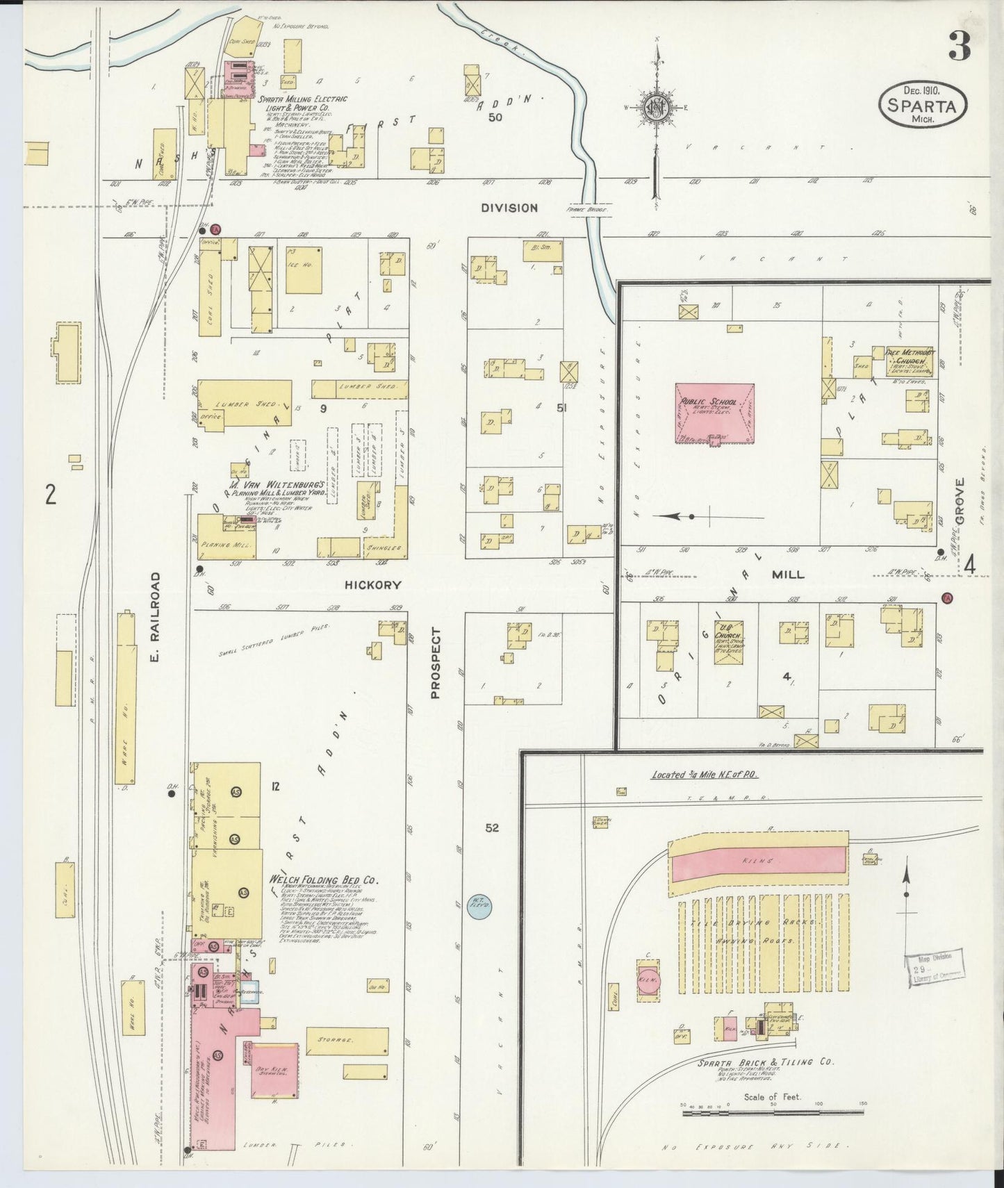 Sanborn Fire Insurance Map from Sparta, Kent County, Michigan (1910), Sheet #0003 - Complete Map Set gallery image, historic Sanborn map, vintage wall art, Michigan Michigan