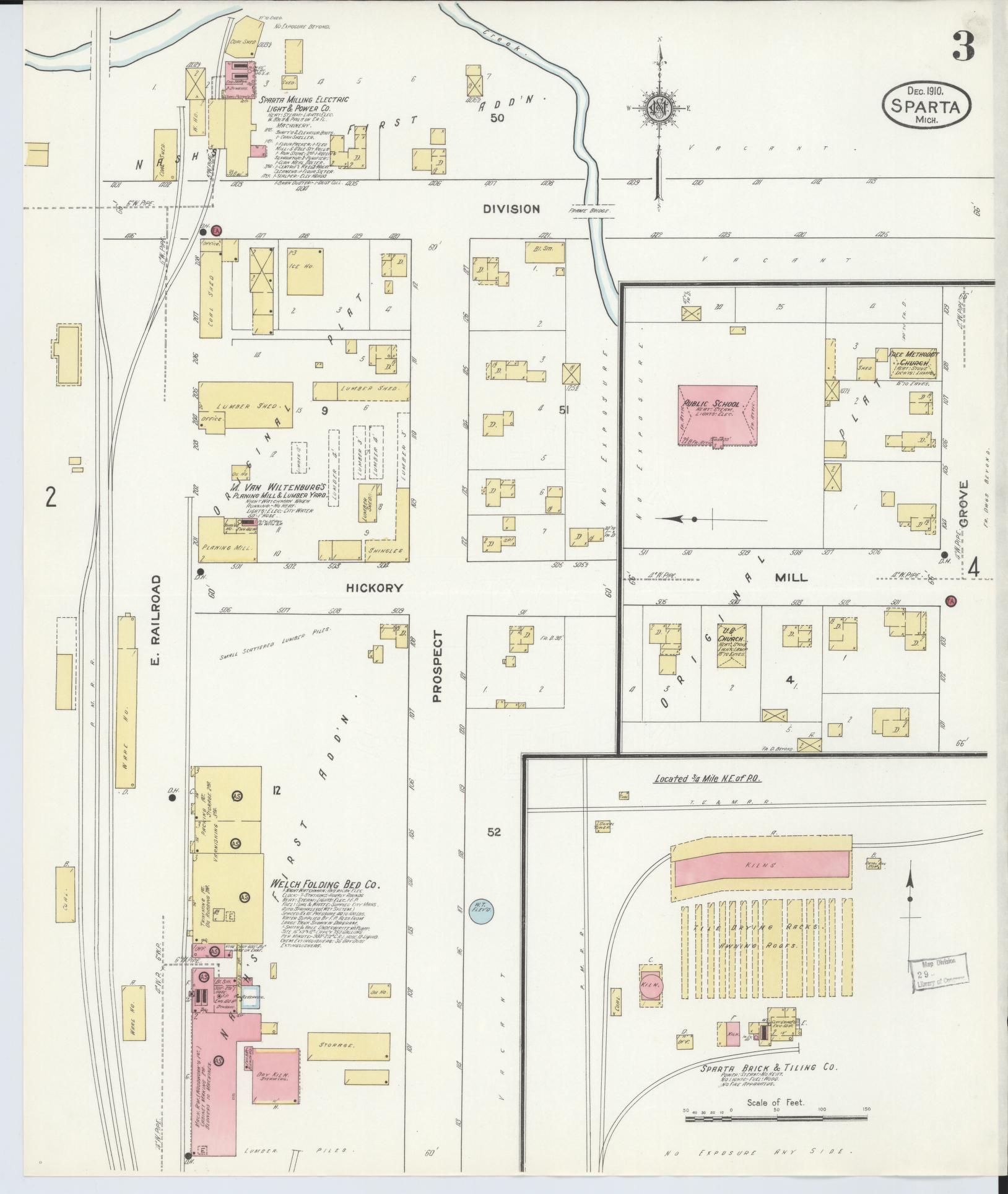 Sanborn Fire Insurance Map from Sparta, Kent County, Michigan (1910), Sheet #0003 - Complete Map Set gallery image, historic Sanborn map, vintage wall art, Michigan Michigan