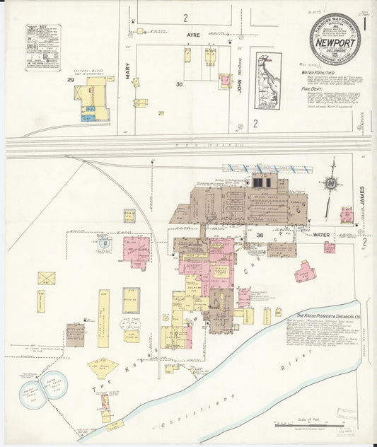 Sanborn Fire Insurance Map from Newport, New Castle County, Delaware (1921), Sheet #0001 - Complete Map Set gallery image, historic Sanborn map, vintage wall art, Delaware Delaware