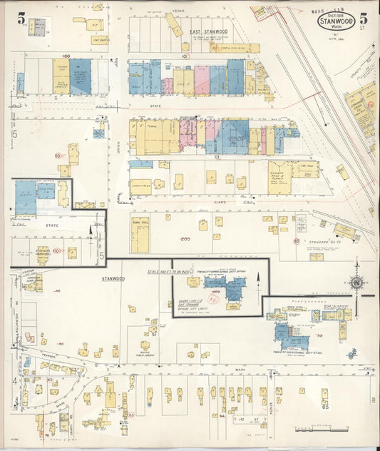 Sanborn Fire Insurance Map from Stanwood, Snohomish County, Washington (1953), Sheet #0005 - Historic Sanborn Fire Insurance Map Print, vintage old map wall art, antique decor, genealogy gift, Washington Washington map