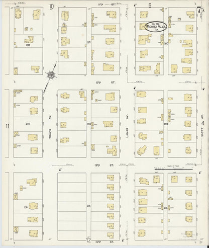 Sanborn Fire Insurance Map from Wichita Falls, Wichita County, Texas (1912), Sheet #0007 - Complete Map Set gallery image, historic Sanborn map, vintage wall art, Texas Texas