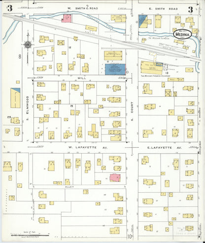 Sanborn Fire Insurance Map from Medina, Medina County, Ohio (1923), Sheet #0003 - Historic Sanborn Fire Insurance Map Print, vintage old map wall art, antique decor, genealogy gift, Ohio Ohio map