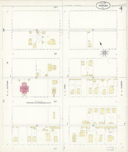 Sanborn Fire Insurance Map from Merced, Merced County, California (1898), Sheet #0004 - Complete Map Set gallery image, historic Sanborn map, vintage wall art, California California