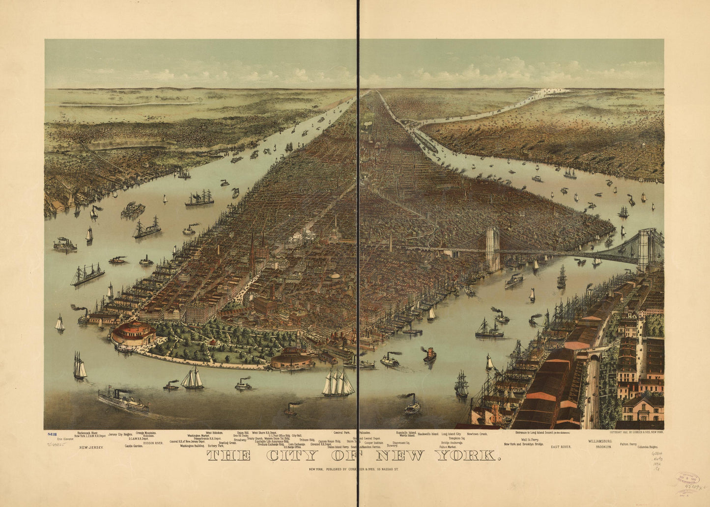 The city of New York. (1892) – Historic Bird’s-Eye View Panorama Print