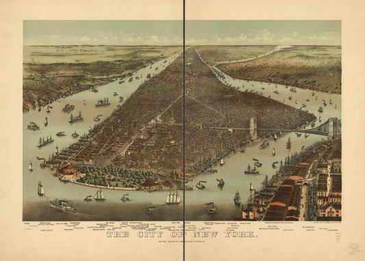 The city of New York. (1892) – Historic Bird’s-Eye View Panorama Print