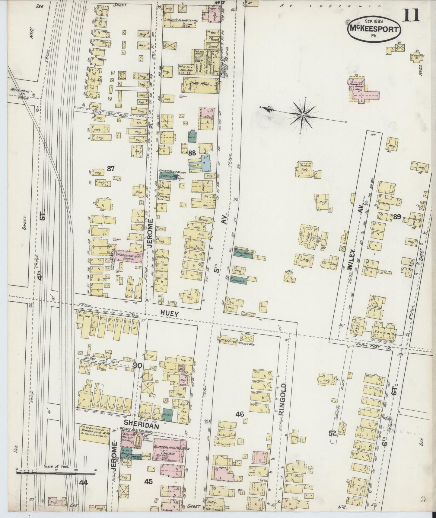Sanborn Fire Insurance Map from McKeesport, Allegheny County, Pennsylvania (1889), Sheet #0011 - Complete Map Set gallery image, historic Sanborn map, vintage wall art, Pennsylvania Pennsylvania