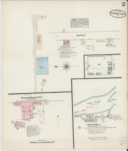 Sanborn Fire Insurance Map from Covington, Newton County, Georgia (1884), Sheet #0002 - Complete Map Set gallery image, historic Sanborn map, vintage wall art, Georgia Georgia