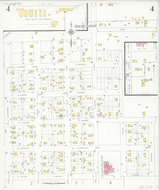 Sanborn Fire Insurance Map from Clay Center, Clay County, Nebraska (1936), Sheet #0004 - Historic Sanborn Fire Insurance Map Print, vintage old map wall art, antique decor, genealogy gift, Nebraska Nebraska map