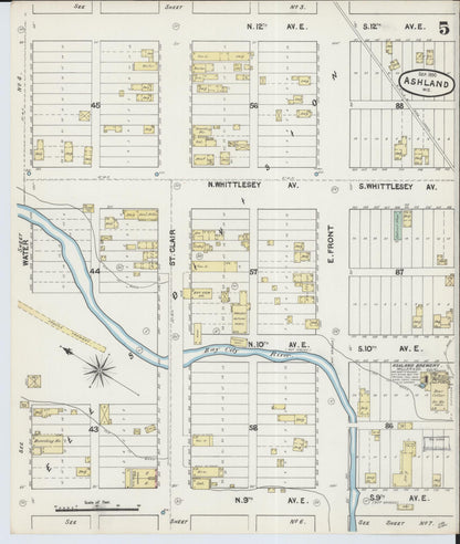 Sanborn Fire Insurance Map from Ashland, Ashland County, Wisconsin (1890), Sheet #0005 - Historic Sanborn Fire Insurance Map Print, vintage old map wall art, antique decor, genealogy gift, Wisconsin Wisconsin map