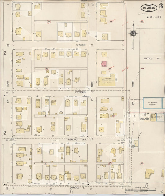 Sanborn Fire Insurance Map from Mount Vernon, Skagit County, Washington (1948), Sheet #0003 - Historic Sanborn Fire Insurance Map Print, vintage old map wall art, antique decor, genealogy gift, Washington Washington map