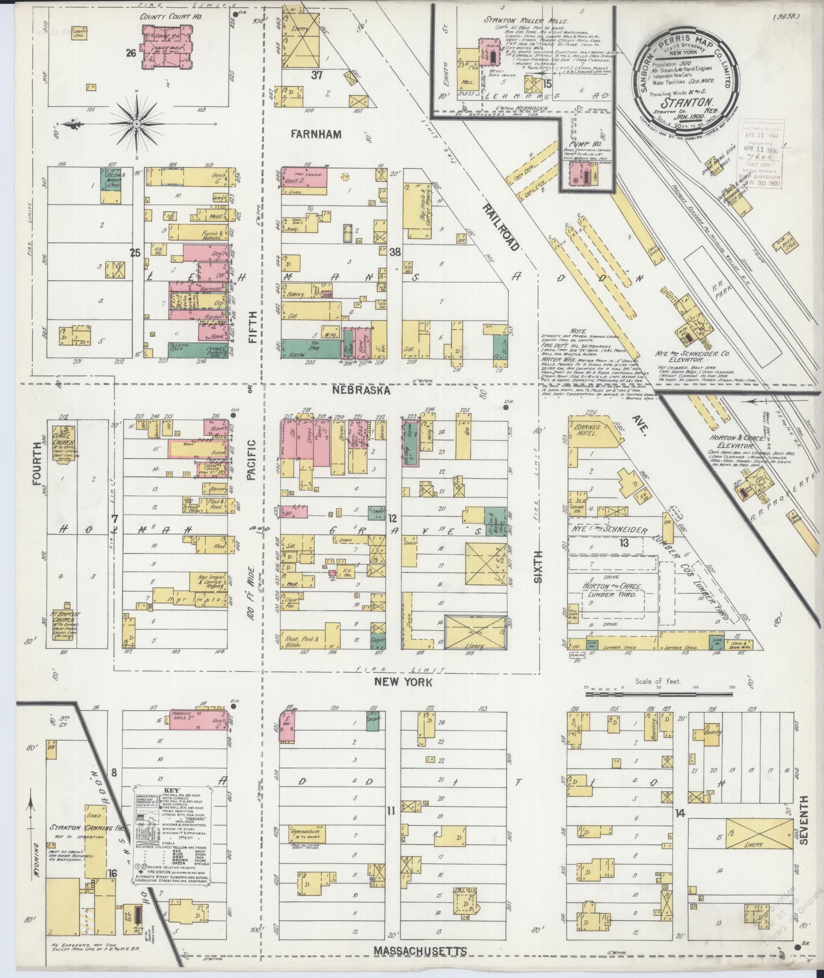 Sanborn Fire Insurance Map from Stanton, Stanton County, Nebraska (1900), Sheet #0001 - Historic Sanborn Fire Insurance Map Print, vintage old map wall art, antique decor, genealogy gift, Nebraska Nebraska map