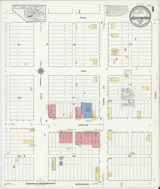 Sanborn Fire Insurance Map from Mountain Park, Kiowa County, Oklahoma (1918), Sheet #0001 - Historic Sanborn Fire Insurance Map Print, vintage old map wall art, antique decor, genealogy gift, Oklahoma Oklahoma map