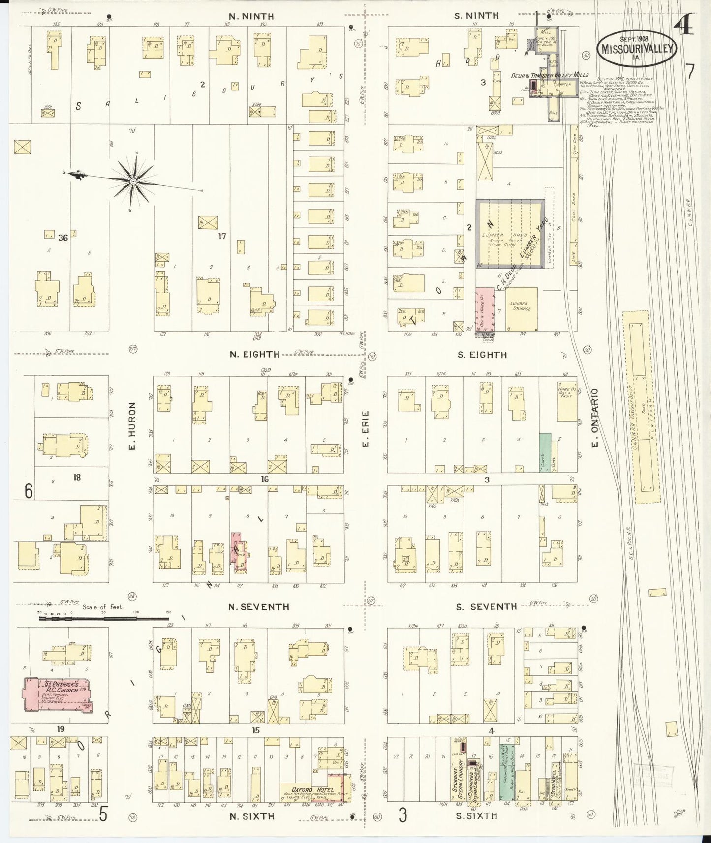 Sanborn Fire Insurance Map from Missouri Valley, Harrison County, Iowa (1908), Sheet #0004 - Historic Sanborn Fire Insurance Map Print