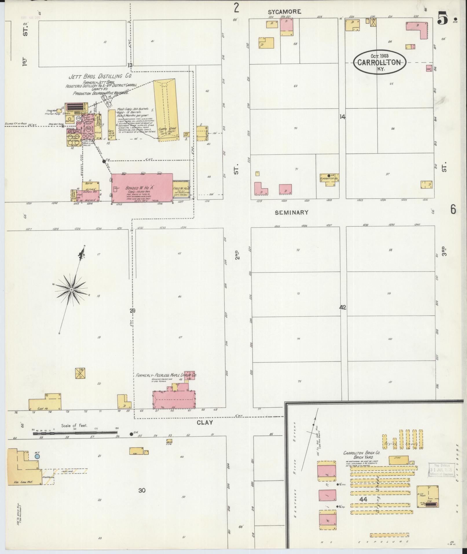 Sanborn Fire Insurance Map from Carrollton, Carroll County, Kentucky (1903), Sheet #0005 - Complete Map Set gallery image, historic Sanborn map, vintage wall art, Kentucky Kentucky