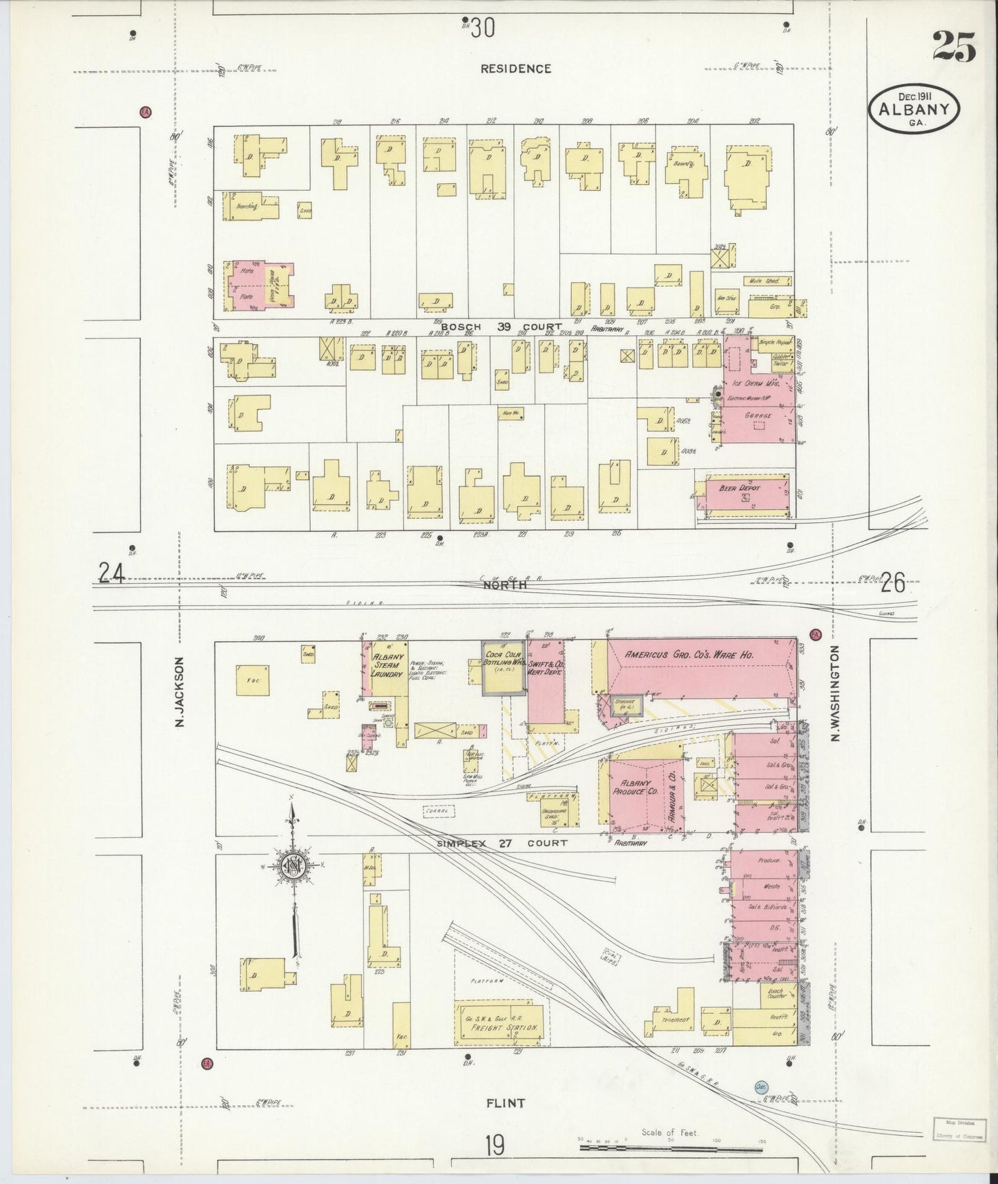 Sanborn Fire Insurance Map from Albany, Dougherty County, Georgia (1911), Sheet #0025 - Complete Map Set gallery image, historic Sanborn map, vintage wall art, Georgia Georgia