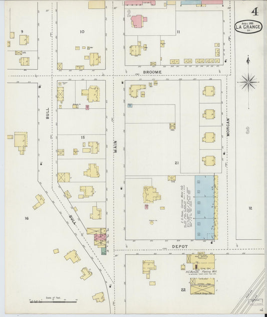 Sanborn Fire Insurance Map from La Grange, Troup County, Georgia (1895), Sheet #0004 - Historic Sanborn Fire Insurance Map Print, vintage old map wall art, antique decor, genealogy gift, Georgia Georgia map