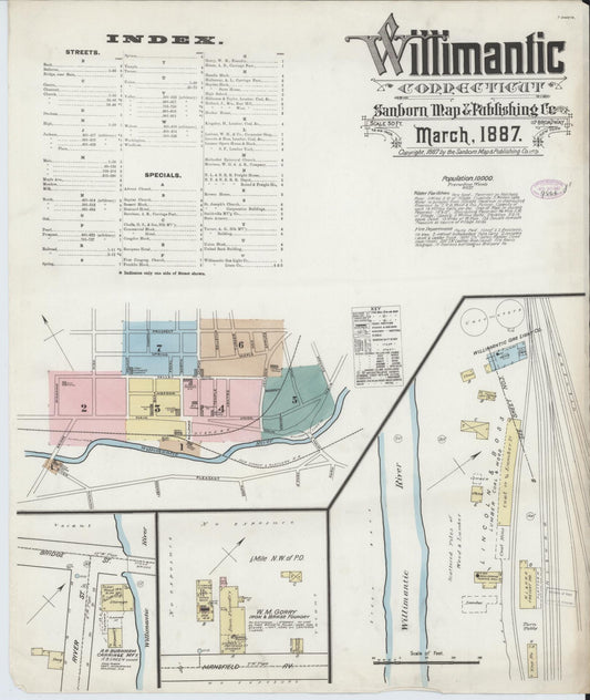 Sanborn Fire Insurance Map from Willimantic, Windham County, Connecticut. (1887) – Historic Sanborn Fire Insurance Map Print