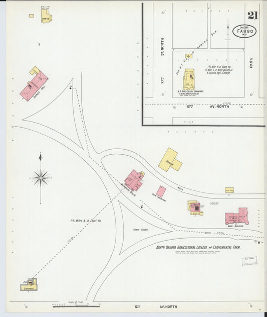 Sanborn Fire Insurance Map from Fargo, Cass County, North Dakota (1901), Sheet #0021 - Historic Sanborn Fire Insurance Map Print, vintage old map wall art, antique decor, genealogy gift, North Dakota North Dakota map