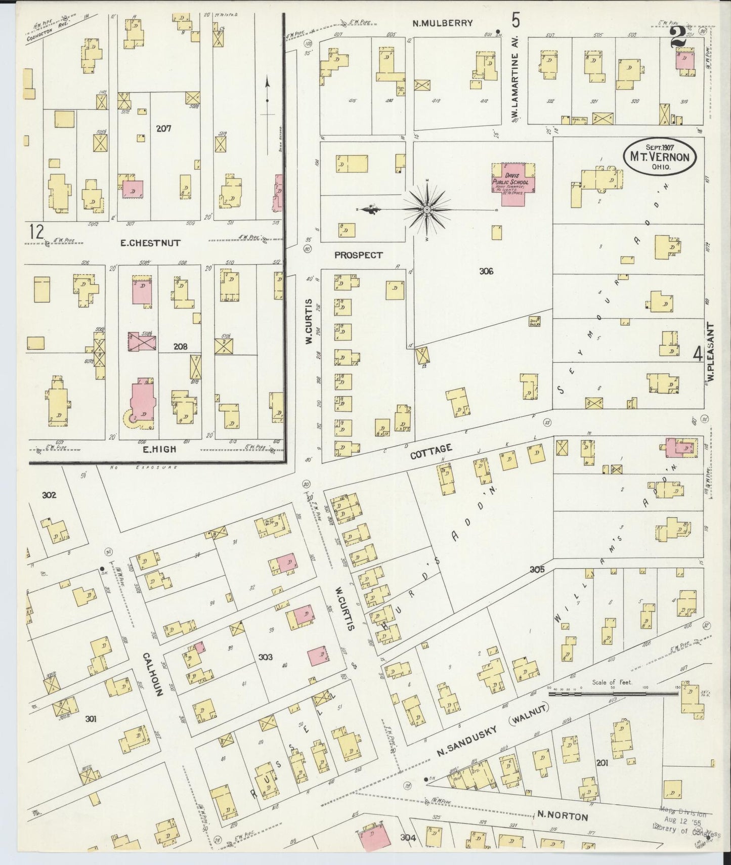 Sanborn Fire Insurance Map from Mount Vernon, Knox County, Ohio (1907), Sheet #0002 - Complete Map Set gallery image, historic Sanborn map, vintage wall art, Ohio Ohio