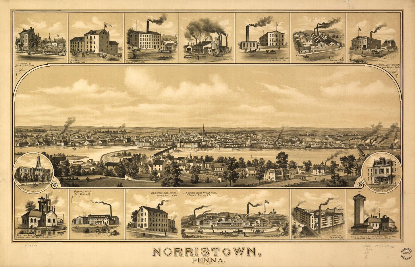 Norristown, Penna. 1881. (1881) – Historic Bird’s-Eye View Panorama Print