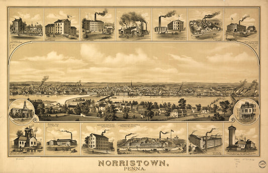 Norristown, Penna. 1881. (1881) – Historic Bird’s-Eye View Panorama Print