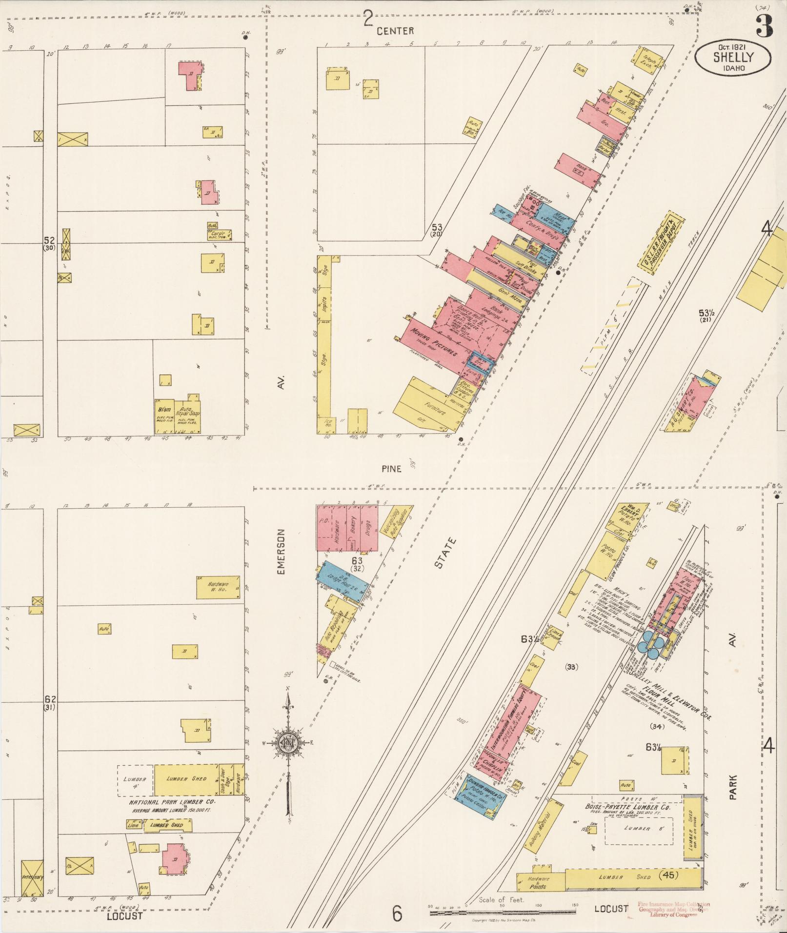Sanborn Fire Insurance Map from Shelley, Bingham County, Idaho (1921), Sheet #0003 - Historic Sanborn Fire Insurance Map Print, vintage old map wall art, antique decor, genealogy gift, Idaho Idaho map