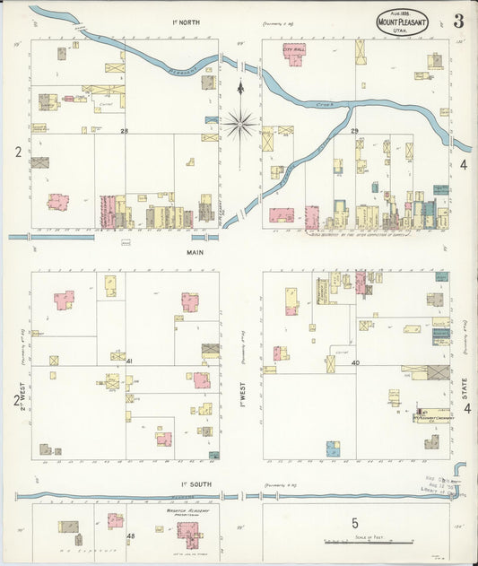 Sanborn Fire Insurance Map from Mount Pleasant, Sanpete County, Utah (1896), Sheet #0003 - Historic Sanborn Fire Insurance Map Print, vintage old map wall art, antique decor, genealogy gift, Utah Utah map