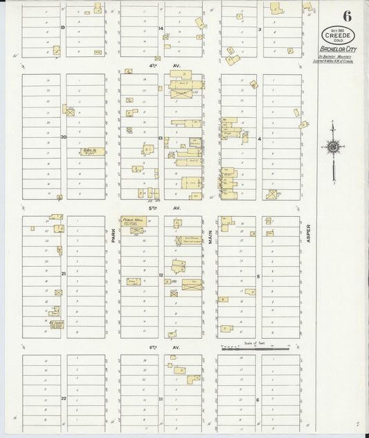 Sanborn Fire Insurance Map from Creede, Mineral County, Colorado (1910), Sheet #0006 - Historic Sanborn Fire Insurance Map Print, vintage old map wall art, antique decor, genealogy gift, Colorado Colorado map