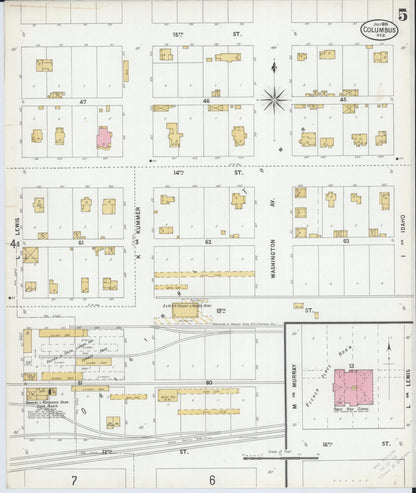 Sanborn Fire Insurance Map from Columbus, Platte County, Nebraska (1899), Sheet #0005 - Complete Map Set gallery image, historic Sanborn map, vintage wall art, Nebraska Nebraska