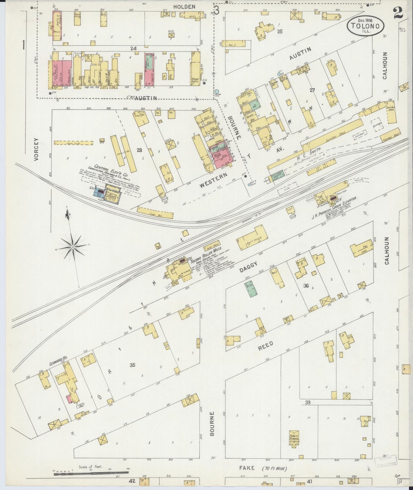 Sanborn Fire Insurance Map from Tolono, Champaign County, Illinois (1898), Sheet #0002 - Complete Map Set gallery image, historic Sanborn map, vintage wall art, Illinois Illinois